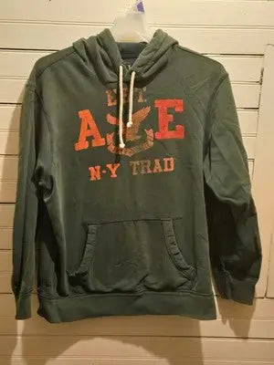American Eagle Hoodie Mens XLT Green Vintage Pullover Eagle Graphic Fleece - Apparel