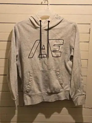 American Eagle Hoodie Unisex S-M Gray AE Logo Pocket Drawstring Sweatshirt - Apparel