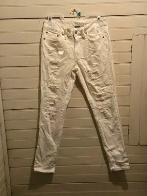 American Eagle Jeans Mens 28x30 White Distressed Skinny Slim Stretch Ripped - Apparel