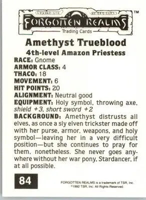 Amethyst Trueblood - 1992 TSR Advanced Dungeons & Dragons - #84 - Non_sport - Non-Sports Card Single