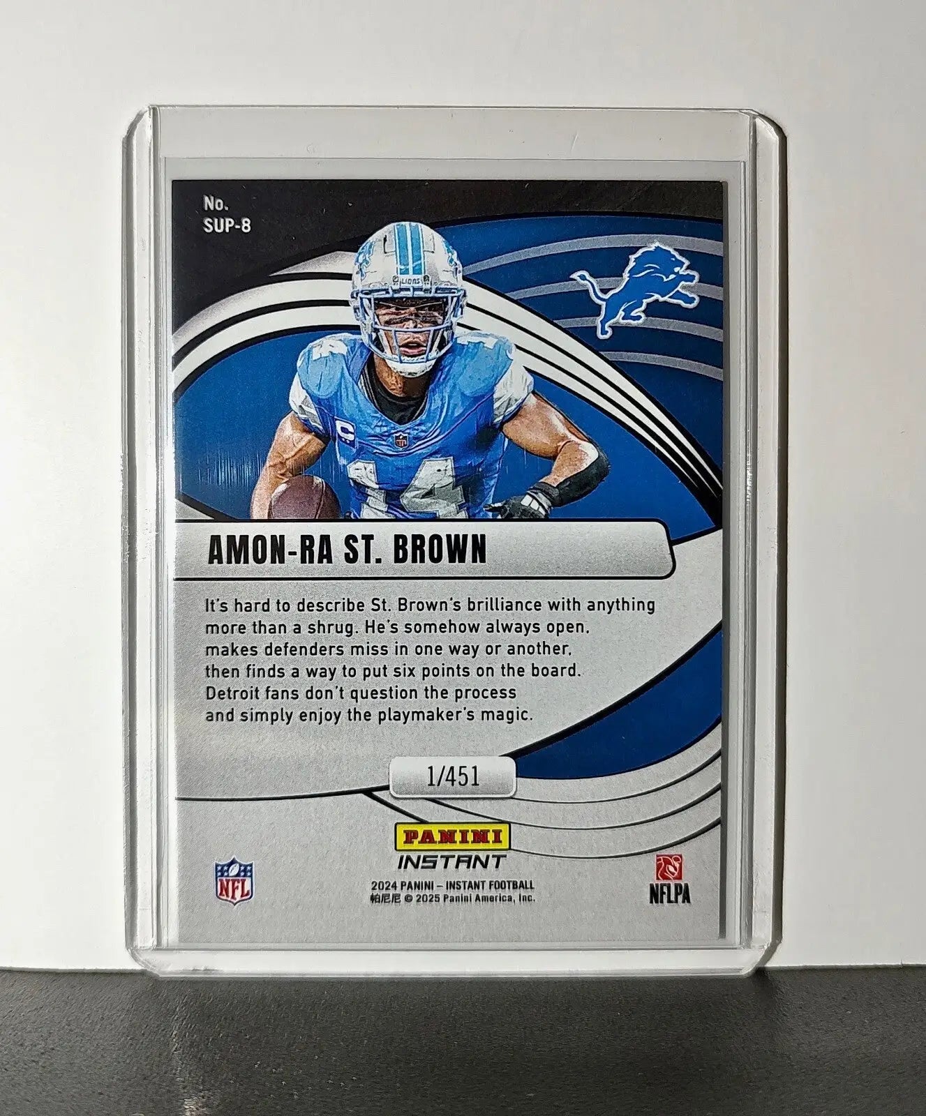 Amon-Ra St. Brown 2024 Panini Supernova NFL #8 Football Card Detroit Lions 1/451