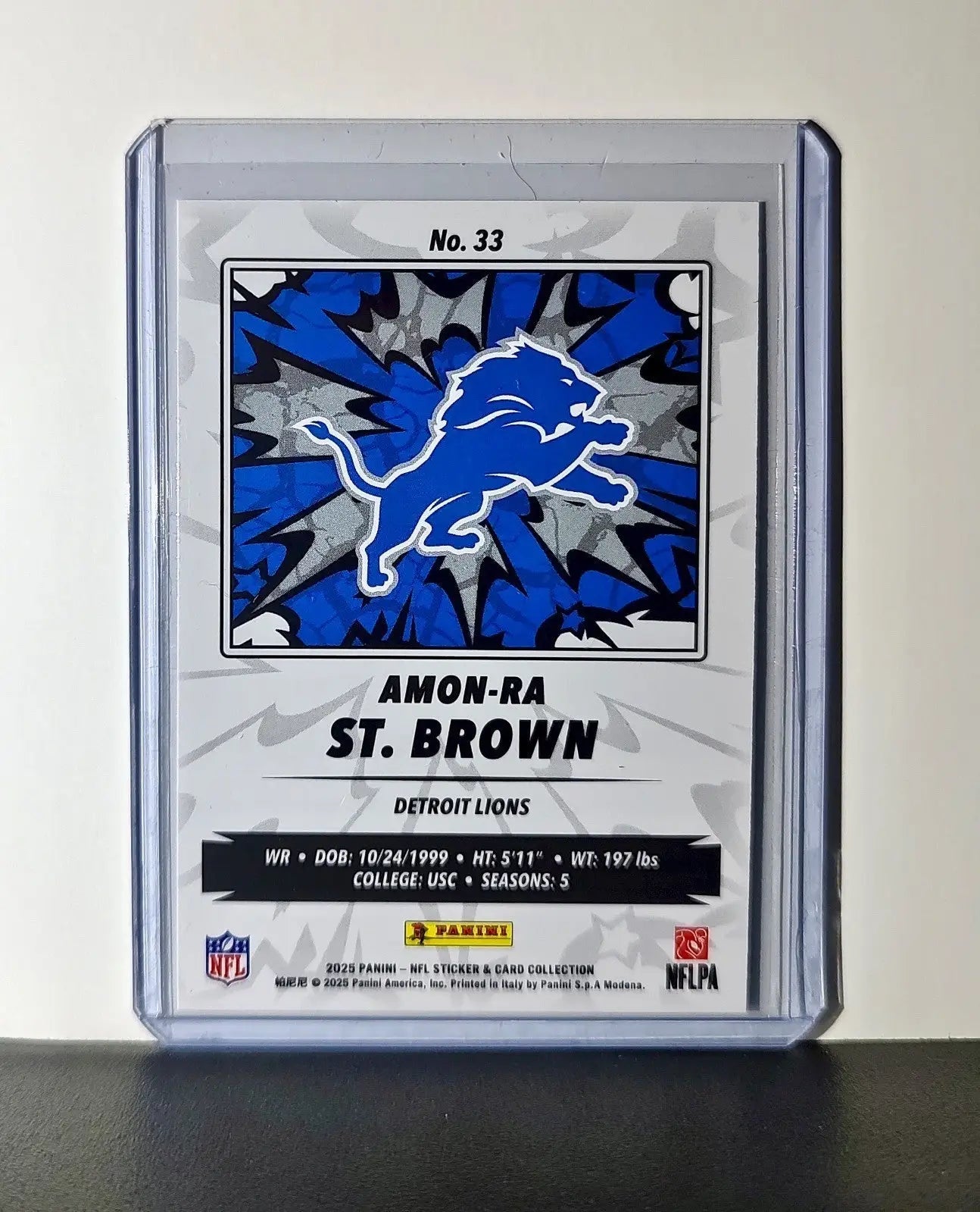 Amon-Ra St. Brown 2025 Panini NFL #33 Sticker Card Detroit Lions