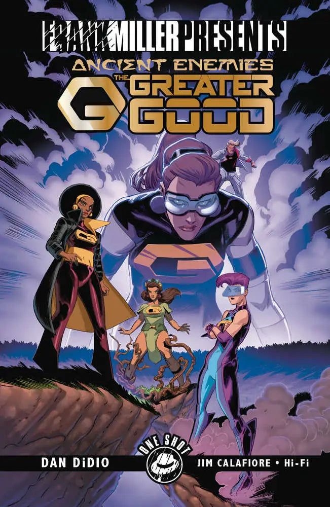 Comic book cover of Ancient Enemies The Greater Good #1 featuring superheroes and villain