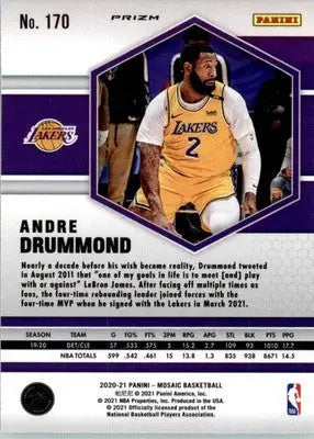 Andre Drummond - 2020-21 Panini Mosaic - #170 - Mosaic Green Basketball - Basketball Card Single