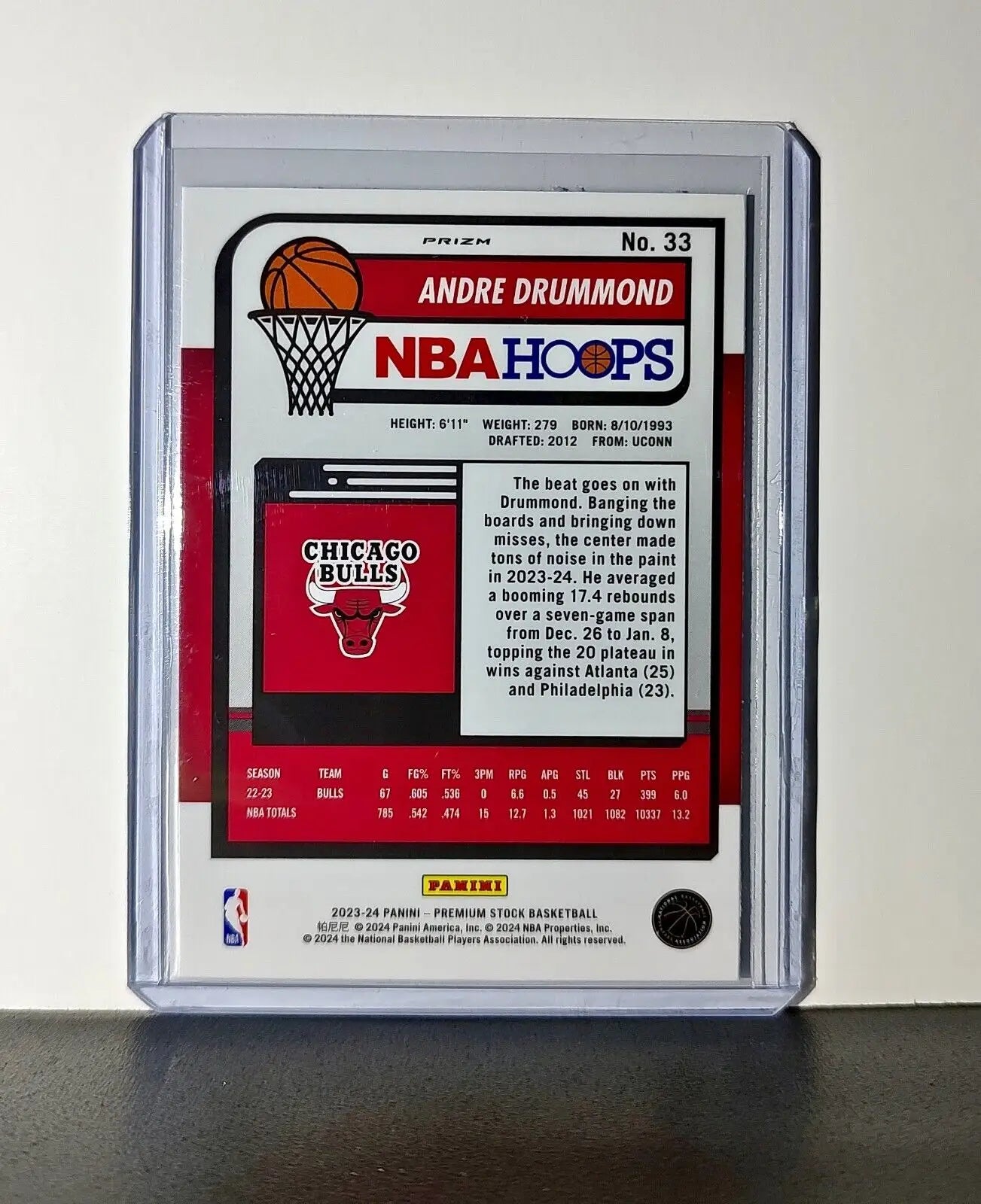 Andre Drummond 2023-24 Panini Premium Stock NBA Hoops #33 Prizm Refractor Bulls - Basketball Card Single