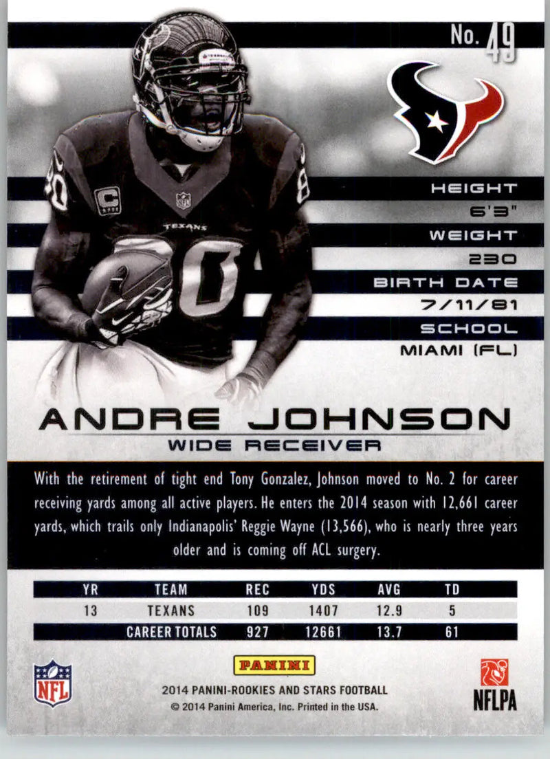 Andre Johnson - 2014 Panini Rookies & Stars - #49 - Football - Football Card Single