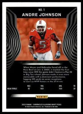 Andre Johnson 2023 Panini Chronicles Draft Picks Illusions #1 Miami Hurricanes - Football Card Single