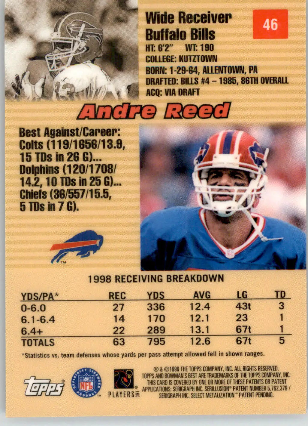 Andre Reed - 1999 Bowman’s Best - #46 - Football