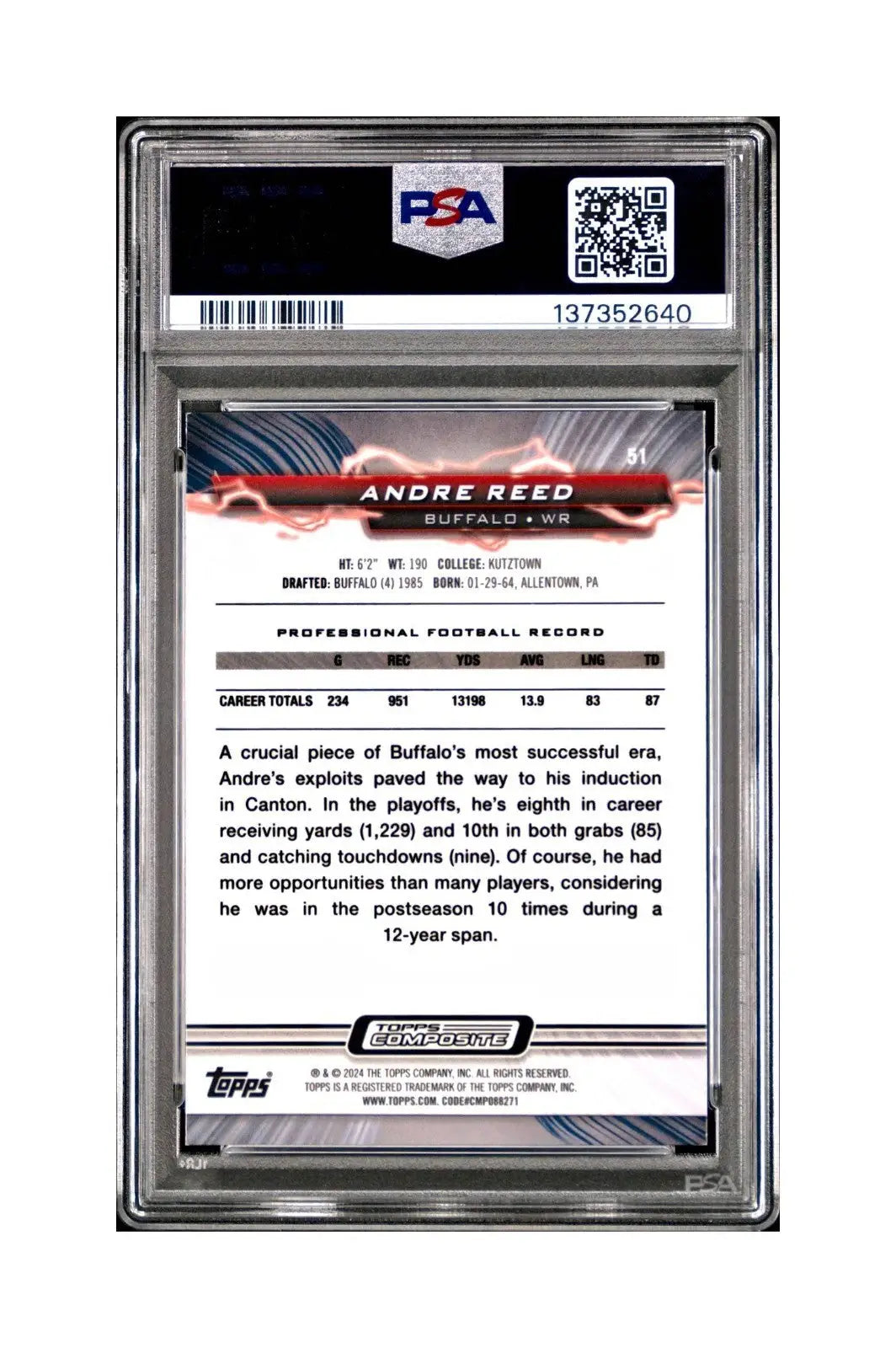 Andre Reed 2023 Topps 061/225 Resurgence #51 Navy Surge PSA 9 Mint