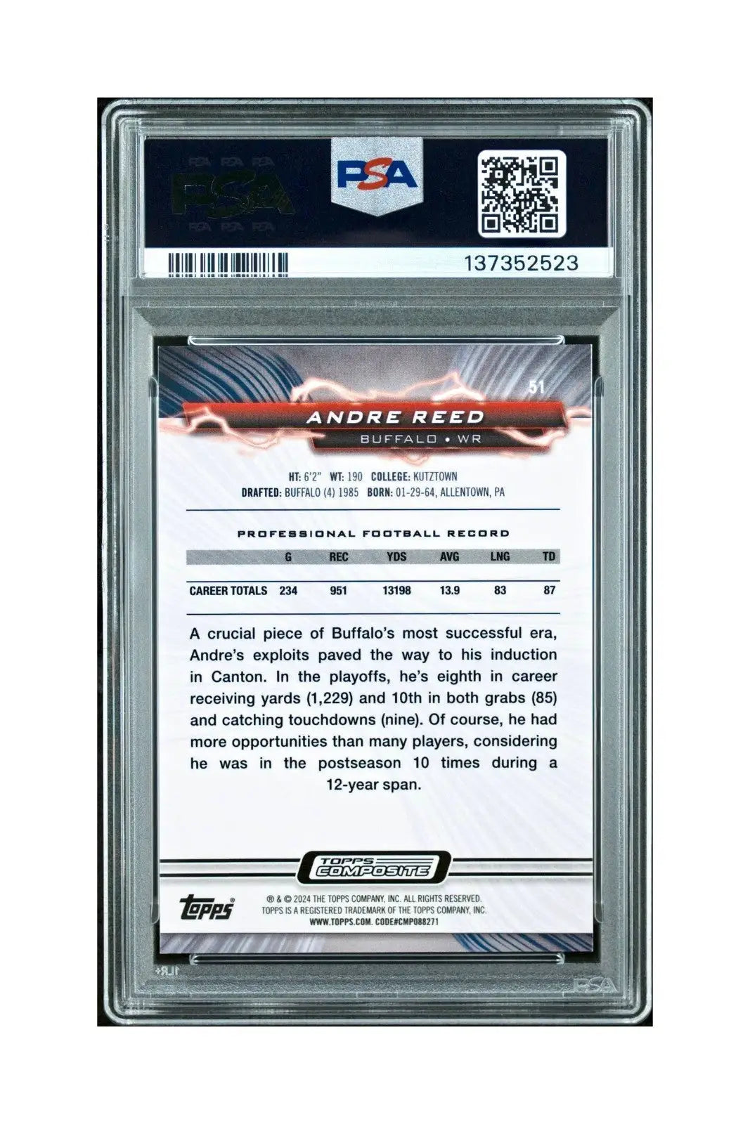 Andre Reed 2023 Topps Resurgence 199/225 #51 Navy Surge PSA 9 Mint