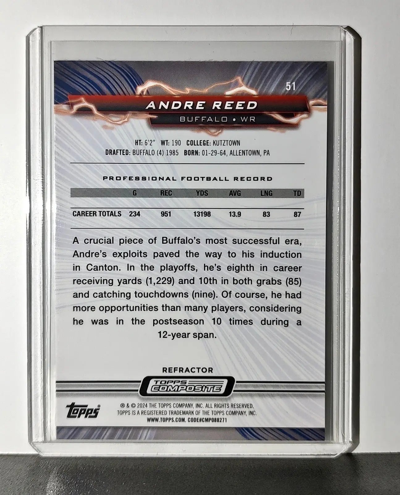 Andre Reed 2023 Topps Resurgence Refractor NFL #51 Football Card Buffalo Bills