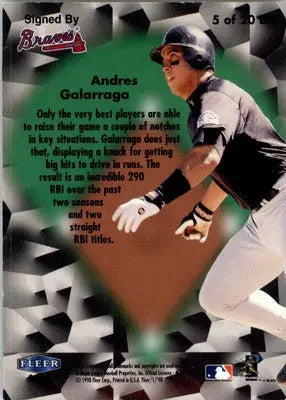 Andres Galarraga - 1998 Fleer Tradition - #5 DS - Diamond Standouts Baseball - Baseball Card Single