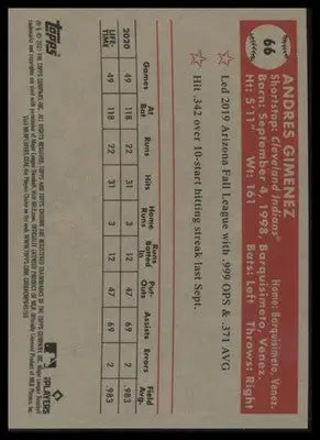 Andres Gimenez Rookie 2021 Topps Chrome Anniversary #66 Cleveland Indians - Baseball Card Single