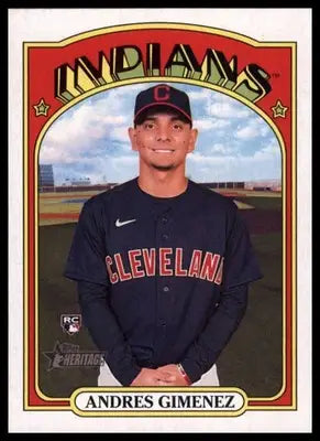 Andres Gimenez Rookie 2021 Topps Heritage #569 Cleveland Indians - Baseball Card Single