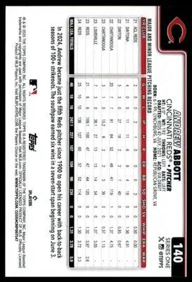 Andrew Abbott 2025 Topps #140 Cincinnati Reds - Baseball Card Single