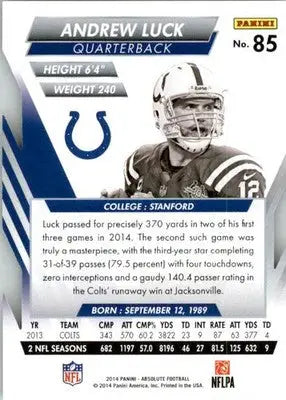 Andrew Luck - 2014 Panini Absolute - #85 - Retail Football - Football Card Single