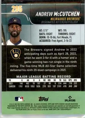 Andrew McCutchen - 2022 Stadium Club Chrome - #285 - Baseball - Baseball Card Single