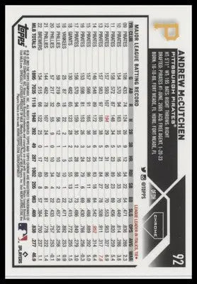 Andrew McCutchen 2023 Topps Chrome #92 Pittsburgh Pirates - Baseball Card Single