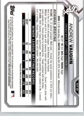 Andrew Vaughn - 2021 Bowman - #BCP-88 - Chrome Prospects Mojo Refractor Baseball - Baseball Card Single