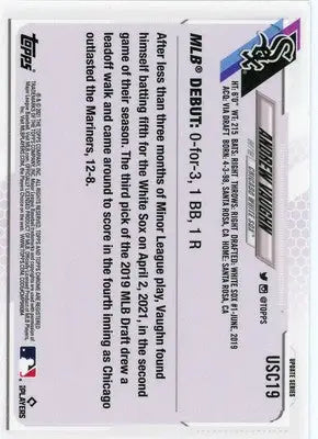 Andrew Vaughn 2021 Topps Chrome Update #USC19 Chicago White Sox - Baseball Card Single