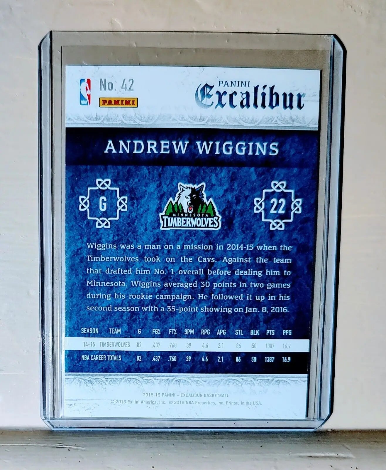 Andrew Wiggins 2015-16 Panini Excalibur Basketball NBA #42 Card - Basketball Card Single