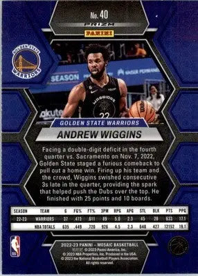 Andrew Wiggins - 2022-23 Panini Mosaic - #40 - Blue Wave Basketball - Basketball Card Single