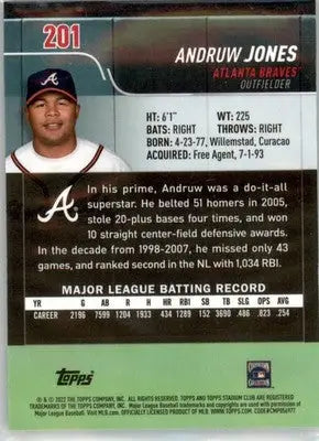Andruw Jones - 2022 Stadium Club Chrome - #201 - Baseball - Baseball Card Single