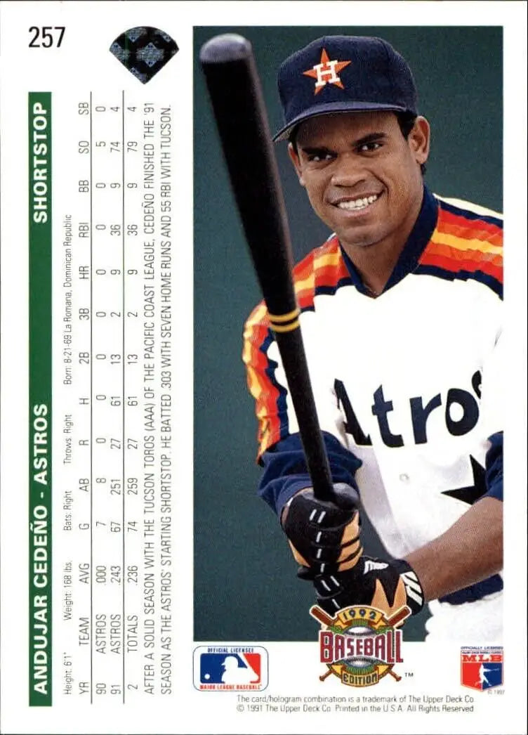 Andujar Cedeno 1992 Upper Deck MLB #257 Baseball Card Houston Astros - Baseball Card Single
