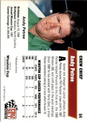 Andy Petree - 1991 Pro Set - #64 - RC Racing - Racing Card Single