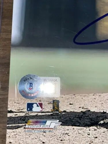 Baseball card with authentication sticker for Andy Pettitte Autographed 8x10 photo, Houston Astros