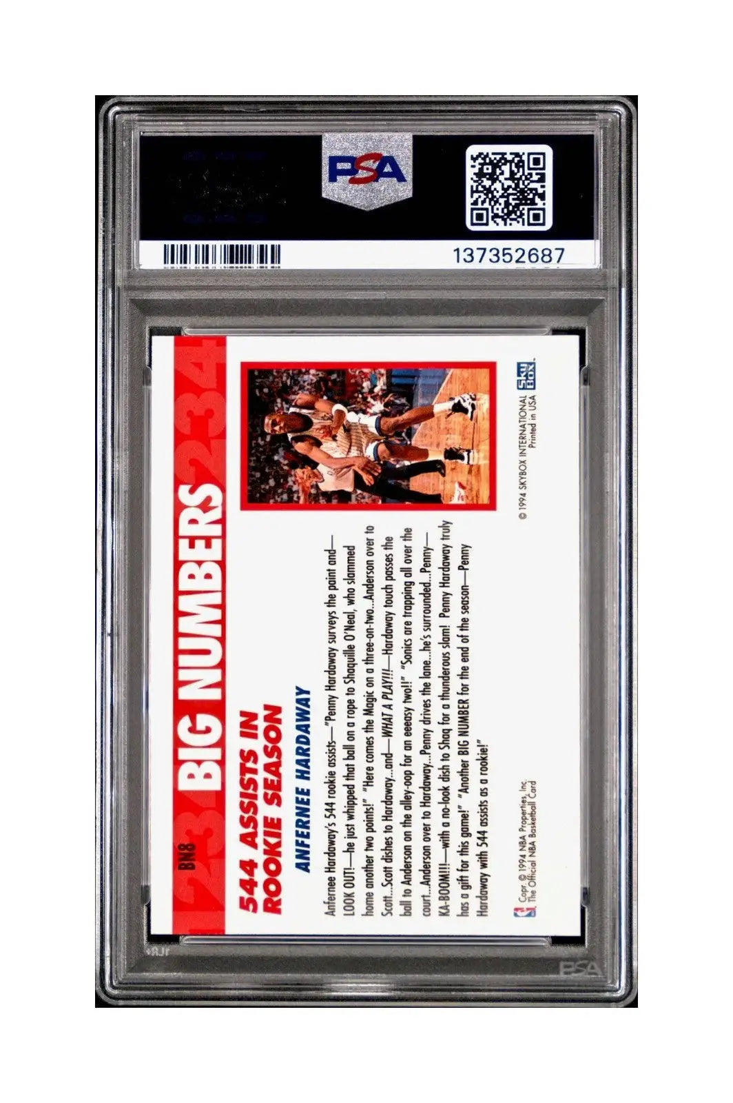 Anfernee Hardaway 1994 NBA Hoops Big Numbers #BN8 Rainbow PSA 8 NM-MT - Basketball Card Single