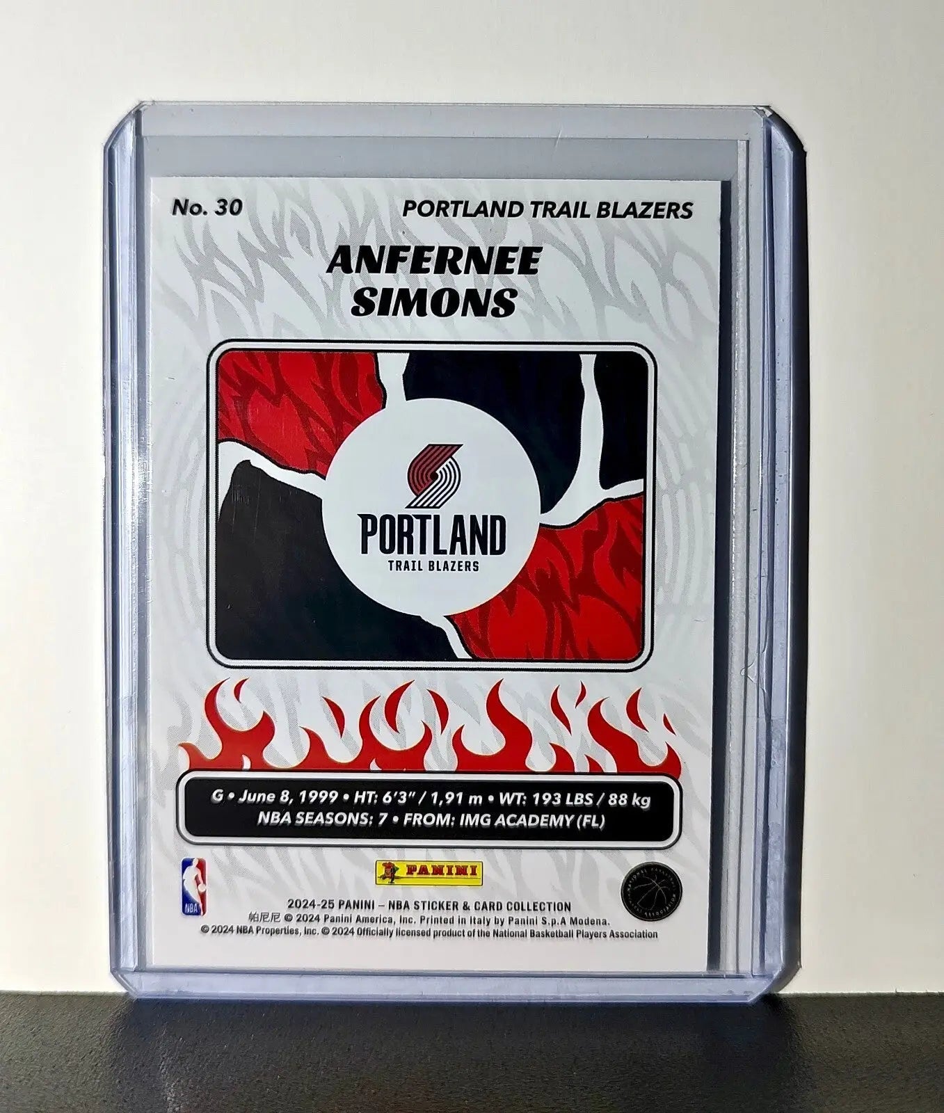 Anfernee Simons 2024-25 Panini NBA #30 Sticker Card Portland Trail Blazers