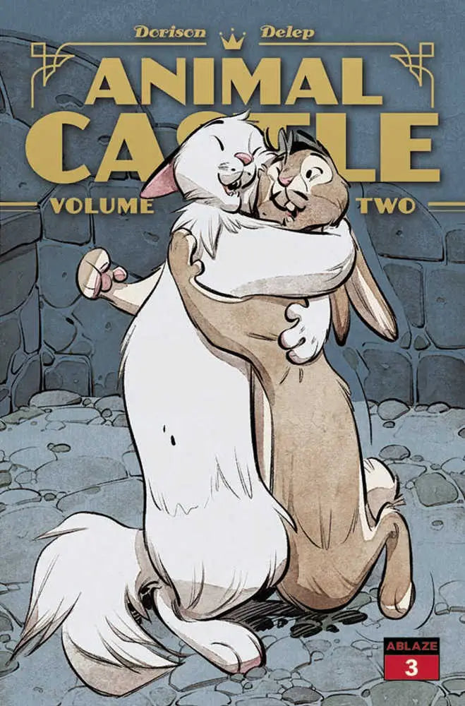 Two cartoon rabbits hugging on Animal Castle Volume 2 #3 Cover A trading card