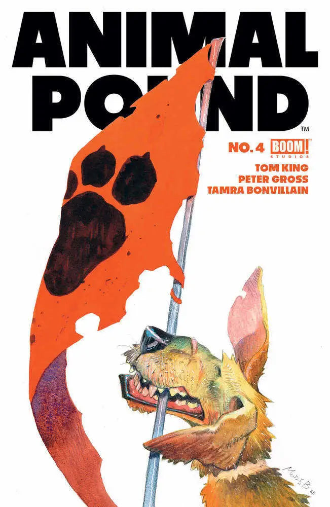 Comic book cover for Animal Pound #4 featuring an orange silhouette and a dog’s face