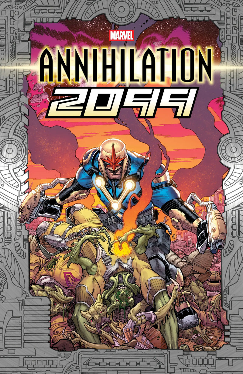 Comic book cover of Annihilation 2099 with vibrant futuristic artwork