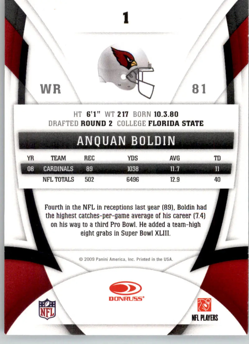 Anquan Boldin - 2009 Donruss Certified - #1 - Football - Football Card Single