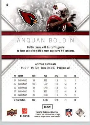 Anquan Boldin - 2009 SP Threads - #4 - Football - Football Card Single