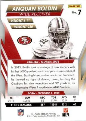 Anquan Boldin - 2014 Panini Absolute - #7 - Retail Football - Football Card Single