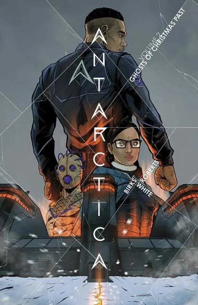 Comic book cover of Antarctica TPB Volume 02 with characters and trading cards theme