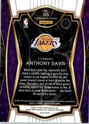 Anthony Davis - 2020-21 Panini Select - #155 - Green White Purple Basketball - Basketball Card Single