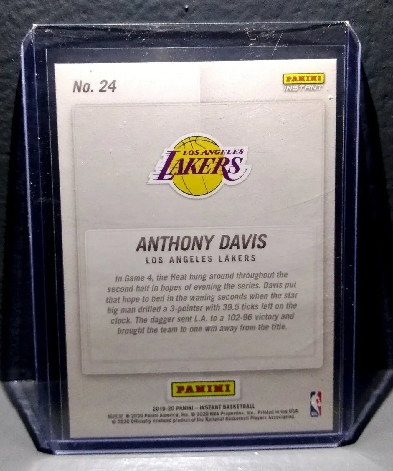 Anthony Davis 2020 Panini LA Lakers NBA Champions #24 Basketball Card - Basketball Card Single