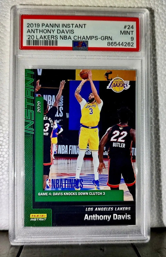 Anthony Davis 2020 Panini Lakers NBA Champions #24 Green Card 10/10 PSA 9 Mint - Basketball Card Single