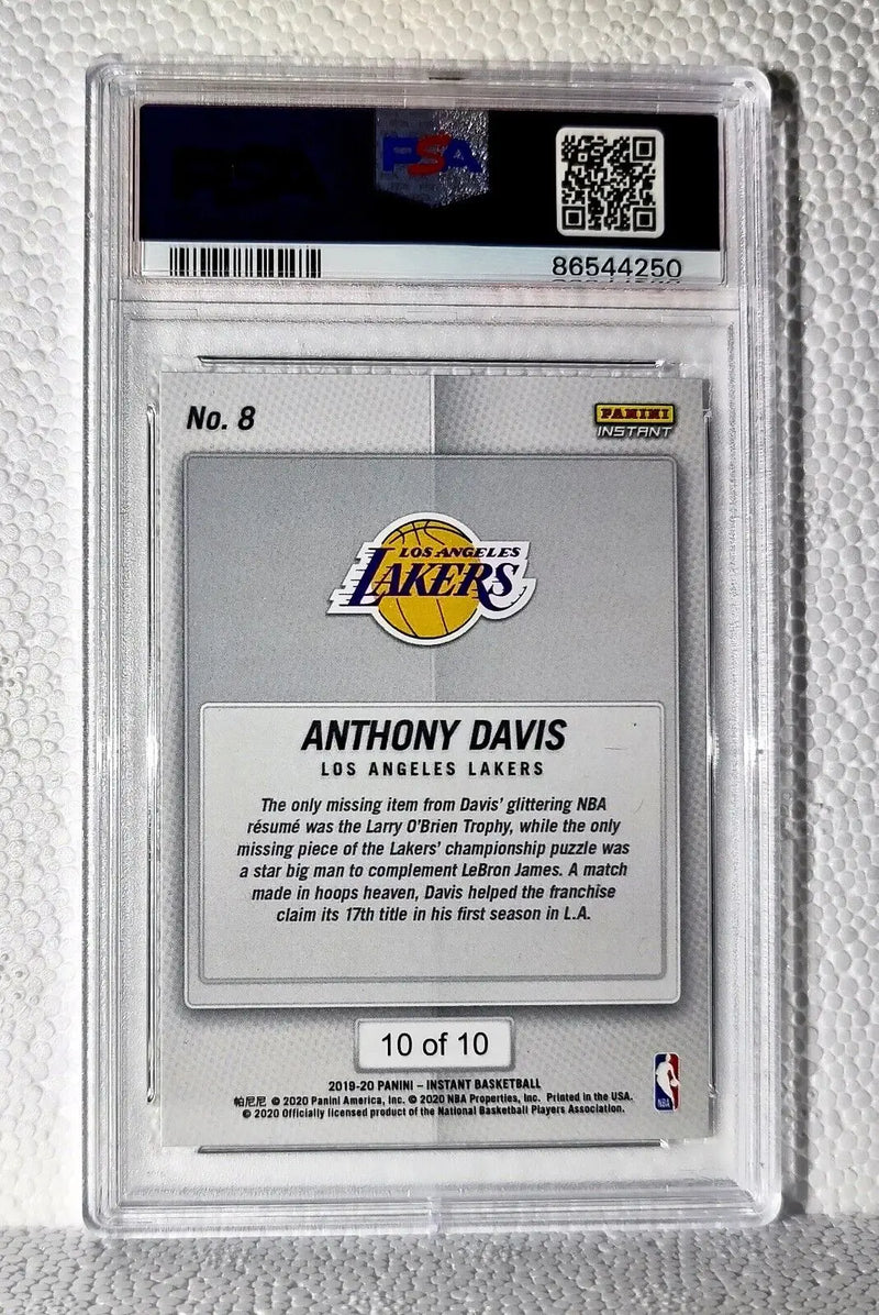 Anthony Davis 2020 Panini Lakers NBA Champions #8 Green Card 10/10 PSA 8 NM-Mint - Basketball Card Single
