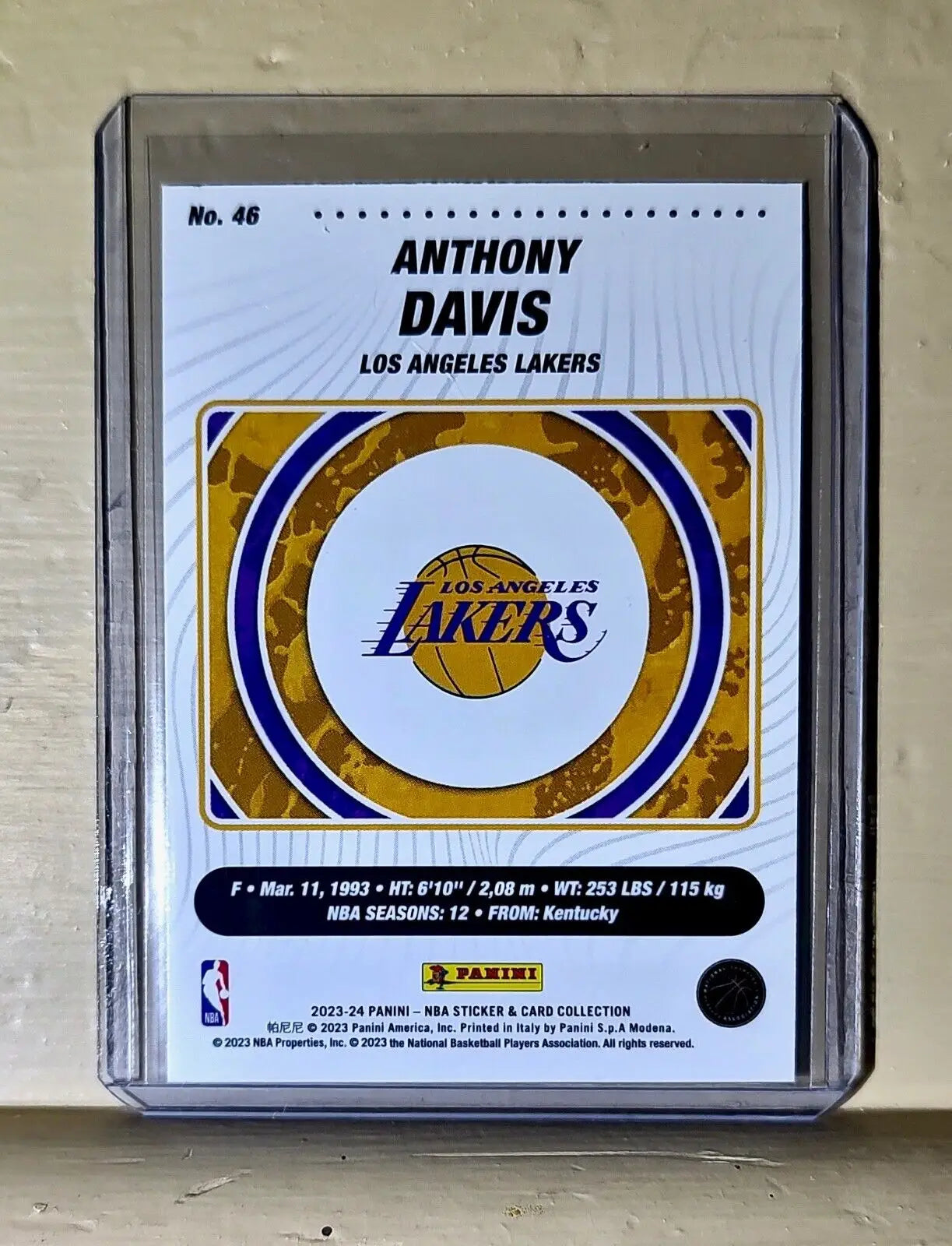 Anthony Davis 2023-24 Panini NBA Basketball #46 Card Los Angeles Lakers - Basketball Card Single