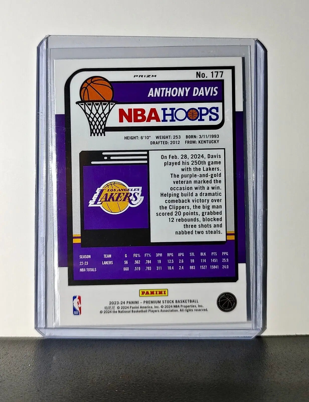 Anthony Davis 2023-24 Panini Premium NBA Hoops #177 Pulsar Prizm Lakers - Basketball Card Single