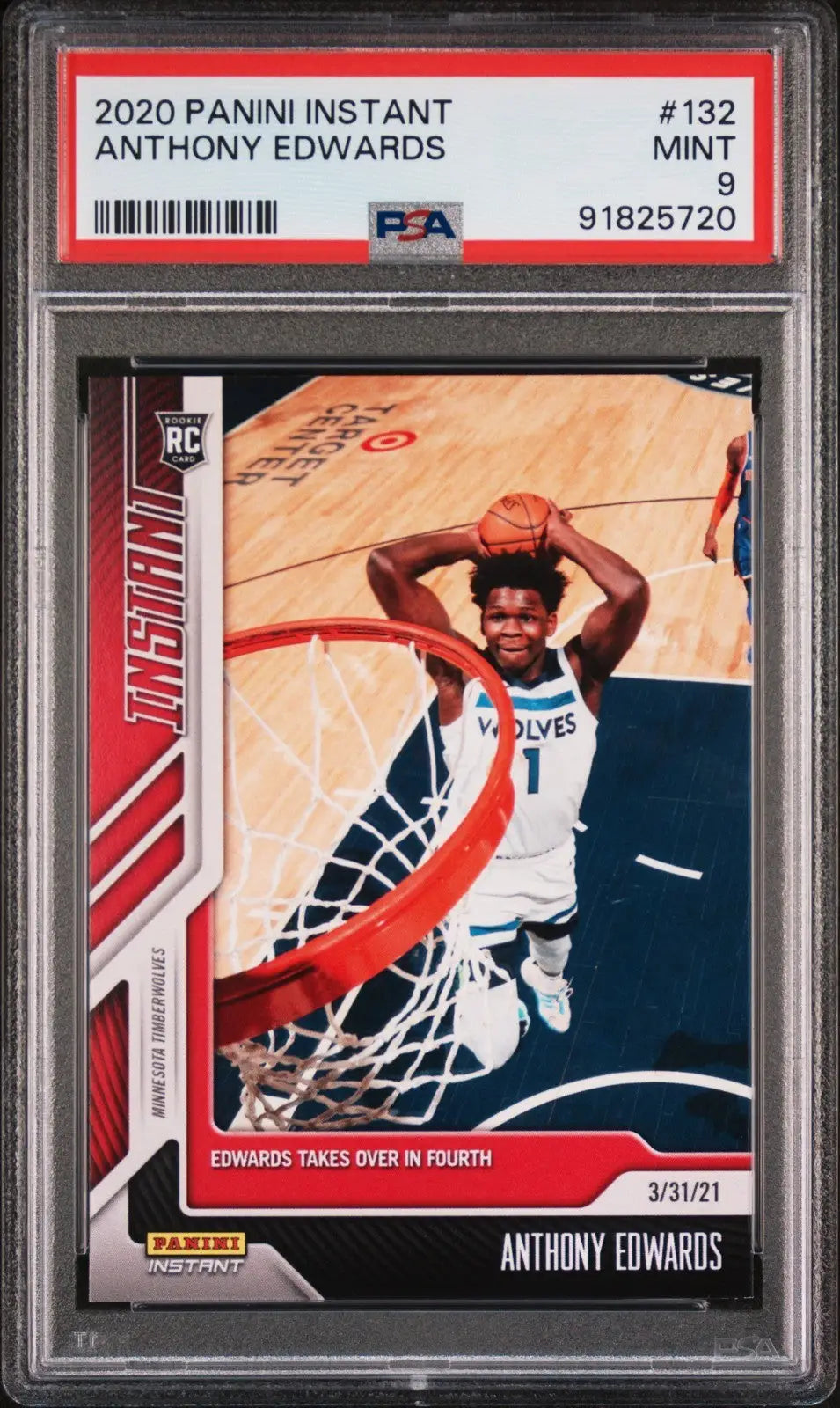 Anthony Edwards 2020-21 Panini NBA #132 Basketball Card PSA 9 Mint Timberwolves - Basketball Card Single