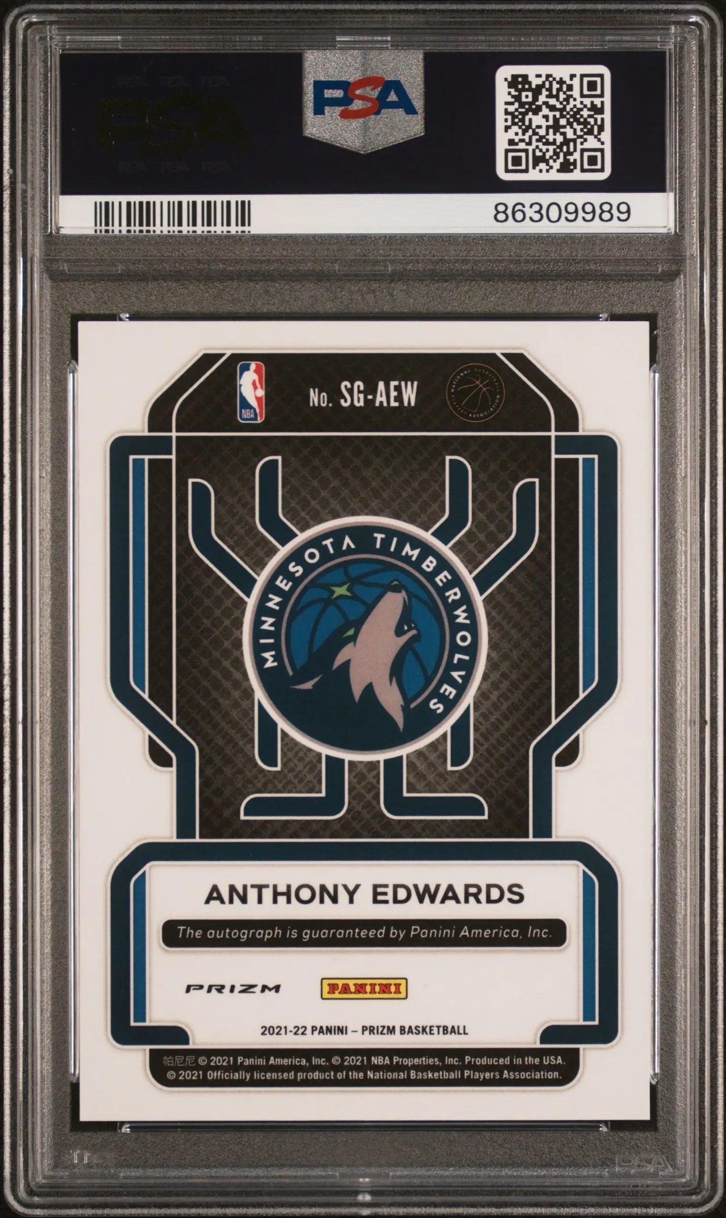 Anthony Edwards 2021 Panini Prizm Choice Signatures Auto PSA 9 Mint - Basketball Card Single