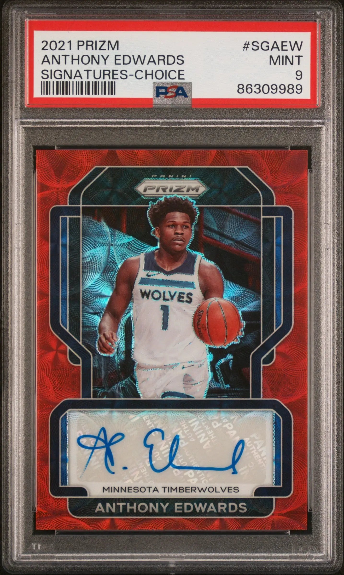 Anthony Edwards 2021 Panini Prizm Choice Signatures Auto PSA 9 Mint - Basketball Card Single