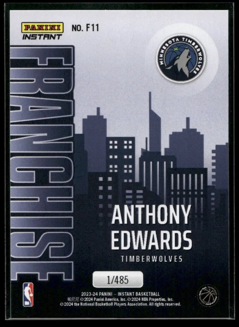 Anthony Edwards 2023-24 NBA #11 Franchise Basketball Card Timberwolves 1/485