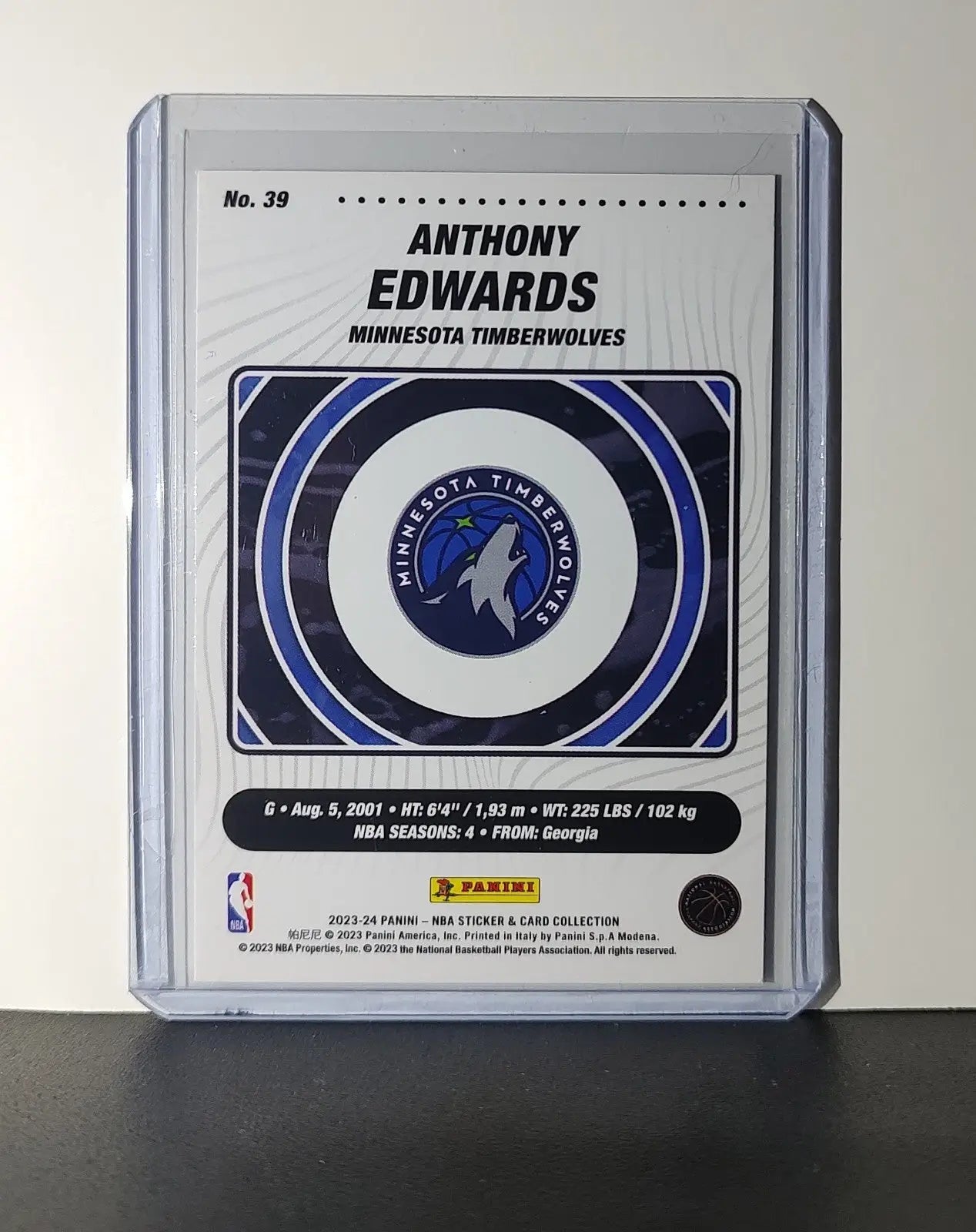Anthony Edwards 2023-24 Panini NBA Sticker Card #39 Minnesota Timberwolves - Basketball Card Single